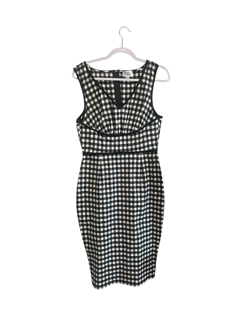 Unique Vintage Gingham Black And White Midi Dress Size Medium New With Tags — image 3 of 8